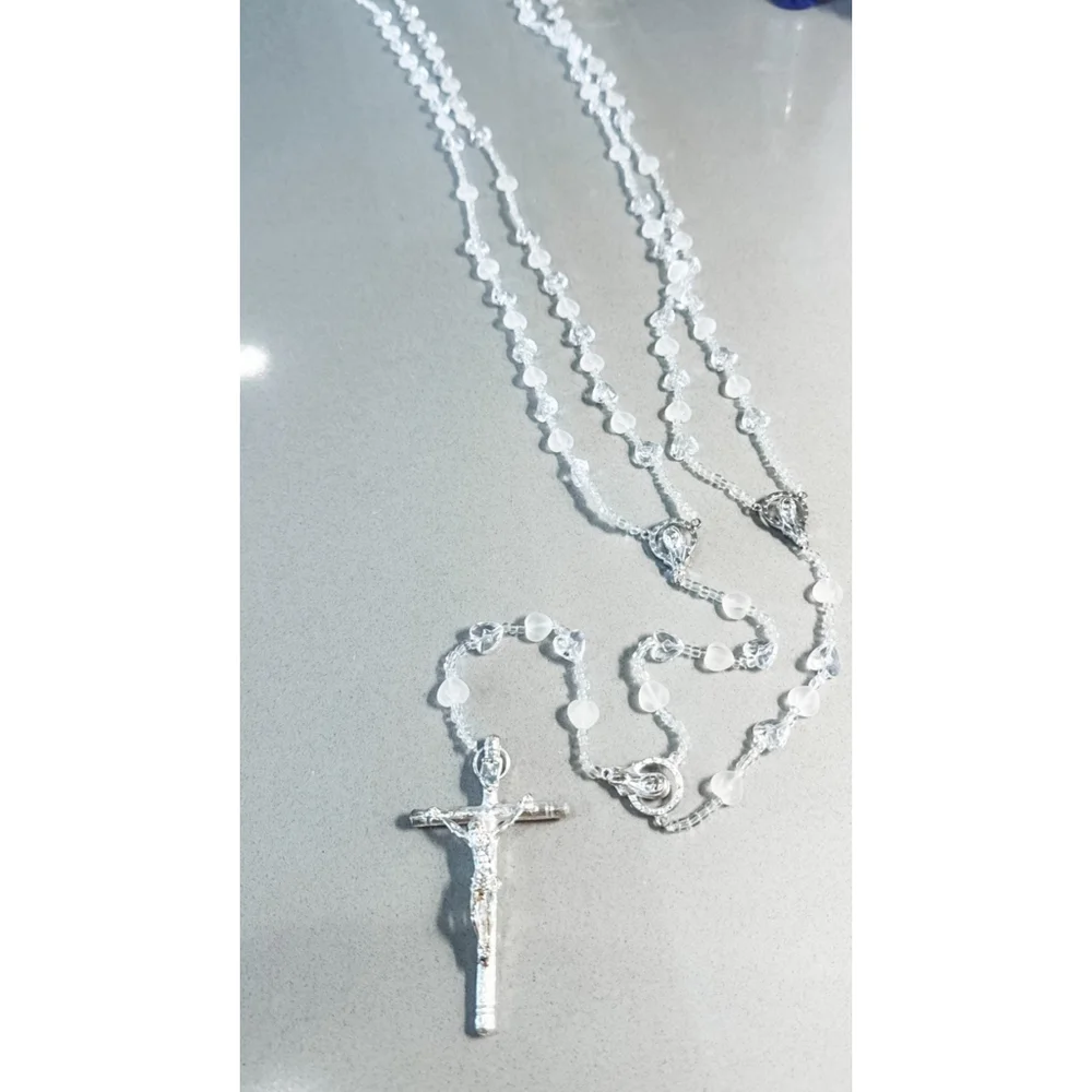 Catholic Wedding Lasso Bridal Rosary Lazo De Boda Crystal Beads Large Crucifix - Picture 3 of 6